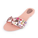 leatherette calcanhar plana sandálias / chinelos sapatos de lua de mel com strass