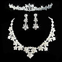  Alloy With Elegant Rhinestone Wedding Jewelry Set Including Tiara,Necklace,Earrings