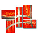 Hand-painted Abstract Oil Painting with Stretched Frame - Set of 5