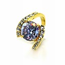 Luxurious Cubic Zirconia Platinum Plated Round Shape Fashion Ring (More Colors)