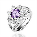 superbe cristal d'or 18k bague fleur pourpre de mode