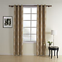 (Two Panels) Beige Jacquard Classic Energy Saving Curtains