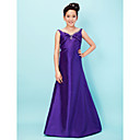 Lystation A-line V-neck Straps Floor-length Taffeta Junior Bridesmaid Dress