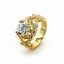  18K Gold Platted & Lux Top Classic Cubic ZirconiaFashion Ring (More Colors)