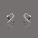 herrliche Silberplatte Strass Herz Ohrring