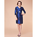 Sheath/Column V-neck Knee-length Taffeta Mother of the Bride Dress With A Wrap