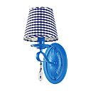 60w de cristal moderna lámpara de pared con pantalla de tela en el patrón de color azul;