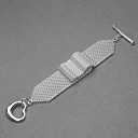 Amazing Silver Plated Mesh Belt Heart Clasp Unisex Bracelet