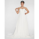 A-line Sweetheart Court Train Chiffon Plus Size Wedding Dress