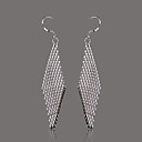 superbe plaque de diamant en argent maille boucle d'oreille de forme