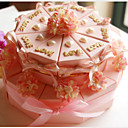Pink Card Paper Wedding Favor Boxes With Lovely Flowers (Set of 20)