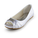 Satin Flat Heel Peep Toe With Rhinestone Wedding / Party Shoes (More Colors)