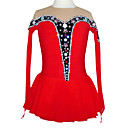 Bunte Künstliche Kristall Long Sleeve Graceful Ice Skating Dress