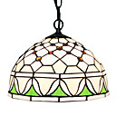60W 1 - Light Tiffany Glass Pendent Light with Floral Pattern Fringe