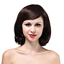 Mono Top High Quality Human Hair Medium Darkest Brown Curly Hair Wig