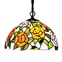 60W 1 - Light Tiffany Glass Pendent Light in Floral Design