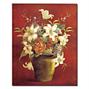 Printed Floral and Vase Canvas Art with Stretched Frame
