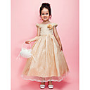 A-line Tulle And Taffeta Tea-length Flower Girl Dress With Bateau