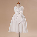 A-line Jewel Knee-length Satin Flower Girl Dress