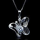 Fine Jewelry Lovely Zircon Butterfly Sterling Silver Necklace