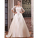 Ball Gown Scalloped-Edge Court Train Satin Wedding Dress