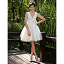Ball Gown V-neck Knee-length Tulle Wedding Dress