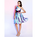 Sheath/Column One Shoulder Knee-length Chiffon Print Dress