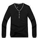 v-pescoço fino mangas compridas t-shirt