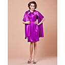 Sheath/Column Straps Knee-length Satin Mother of the Bride Dress With A Wrap
