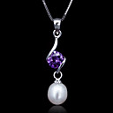 Fine Jewelry elegante perla ametista Collana argento