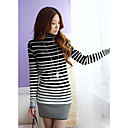 High-neck Stripe Bodycon Shirt