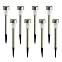 Pack of 8  Color - changing Solar Powered LED Rechargeable Stainless Steel Garden Lawn Light