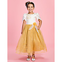 A-line Jewel Ankle-length Organza Over Satin Flower Girl Dress