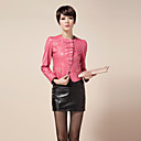 Long Sleeve Collarless Lambskin Leather Jacket(More Colors)