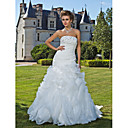 Trumpet/Mermaid Strapless Chapel Train Organza Wedding Dress