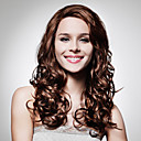 Lace Front Long High Quality Synthetic Dark Brown Curly Hair Wig