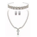 Beautiful Clear Crystals With Imitation Pearls Jewelry Set,Including Necklace,Earrings And Tiara