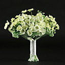 Lovely Round Green/Yellow Satin Wedding Bouquet