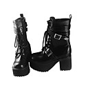 Handmade de couro preto PU oito centímetros do salto alto Gothic Lolita Botas
