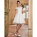 A-line Bateau Organza And Lace Wedding Dress