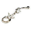 Gorgeous Alloy Flower Design Crystal Belly Ring