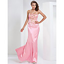 Sheath/Column Strapless Floor-length Stretch Satin Evening Dress