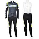 Kooplus Road Green Series Men's Fleece Long Sleeve Suits with BIB Tights
