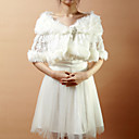 Nice Faux Fur & Lace Evening/Wedding Shawl With Crystal Pin
