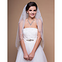 Two-tier Fingertip Wedding Veil With Beaded/Scalloped Edge