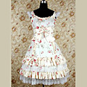Manches mi-longueur de fleurs Bretelles Motif Coton Pays Lolita Robe
