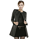 Charming Long Sleeve Collarless Casual Lambskin Leather Jacket
