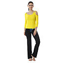 ptt Langarm Schärpen off-Schulter-Sport-Yoga Anzug (gelb tops + schwarze Hose)