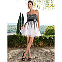 A-line Sweetheart Short/Mini Satin And Organza Dress With Sequins