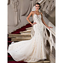 Trumpet/Mermaid Halter Court Train Tulle Evening Dress